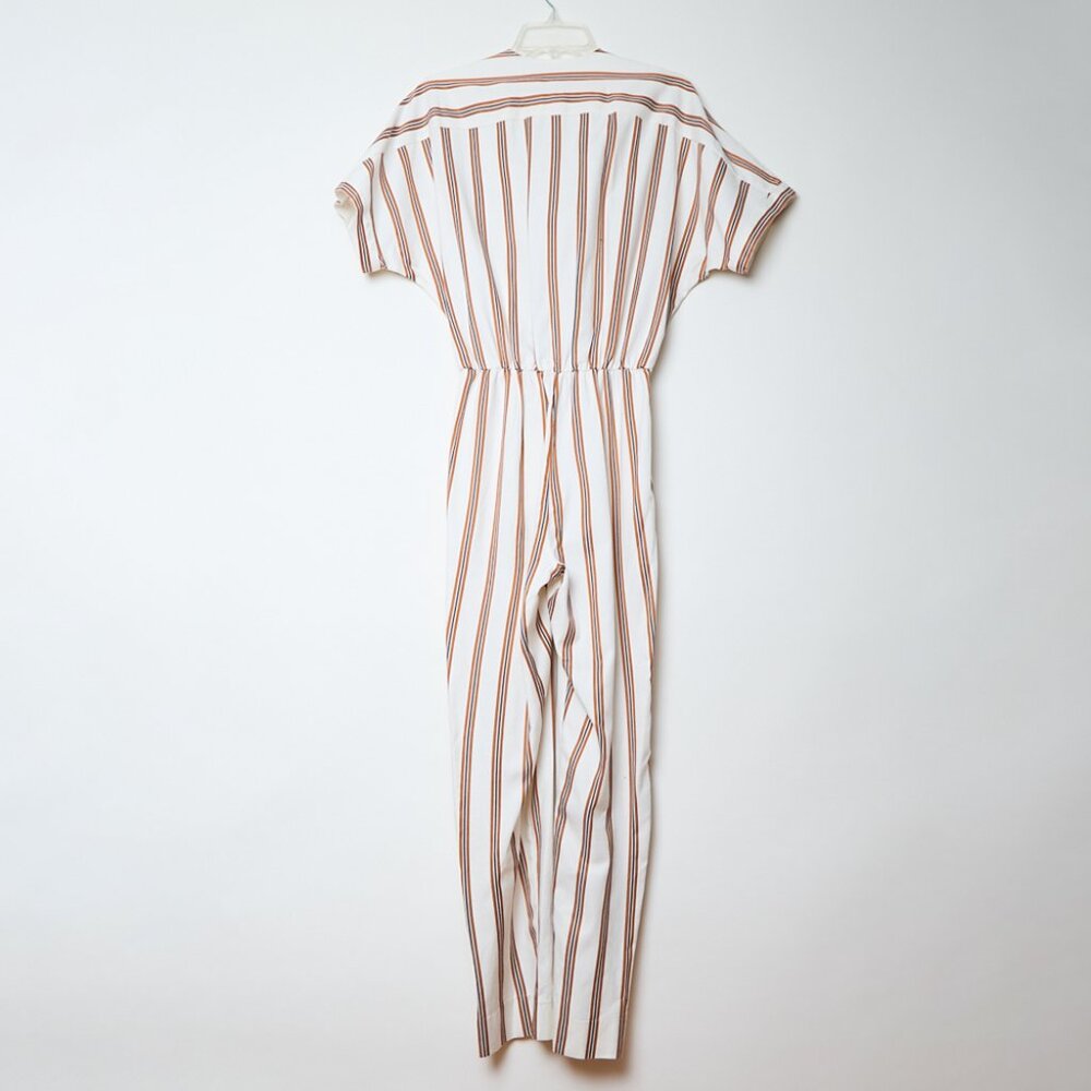 MAJE Pieni Stripe Jumpsuit Wrap Over Front White Resort Vacation EU 38 - Picture 3 of 5
